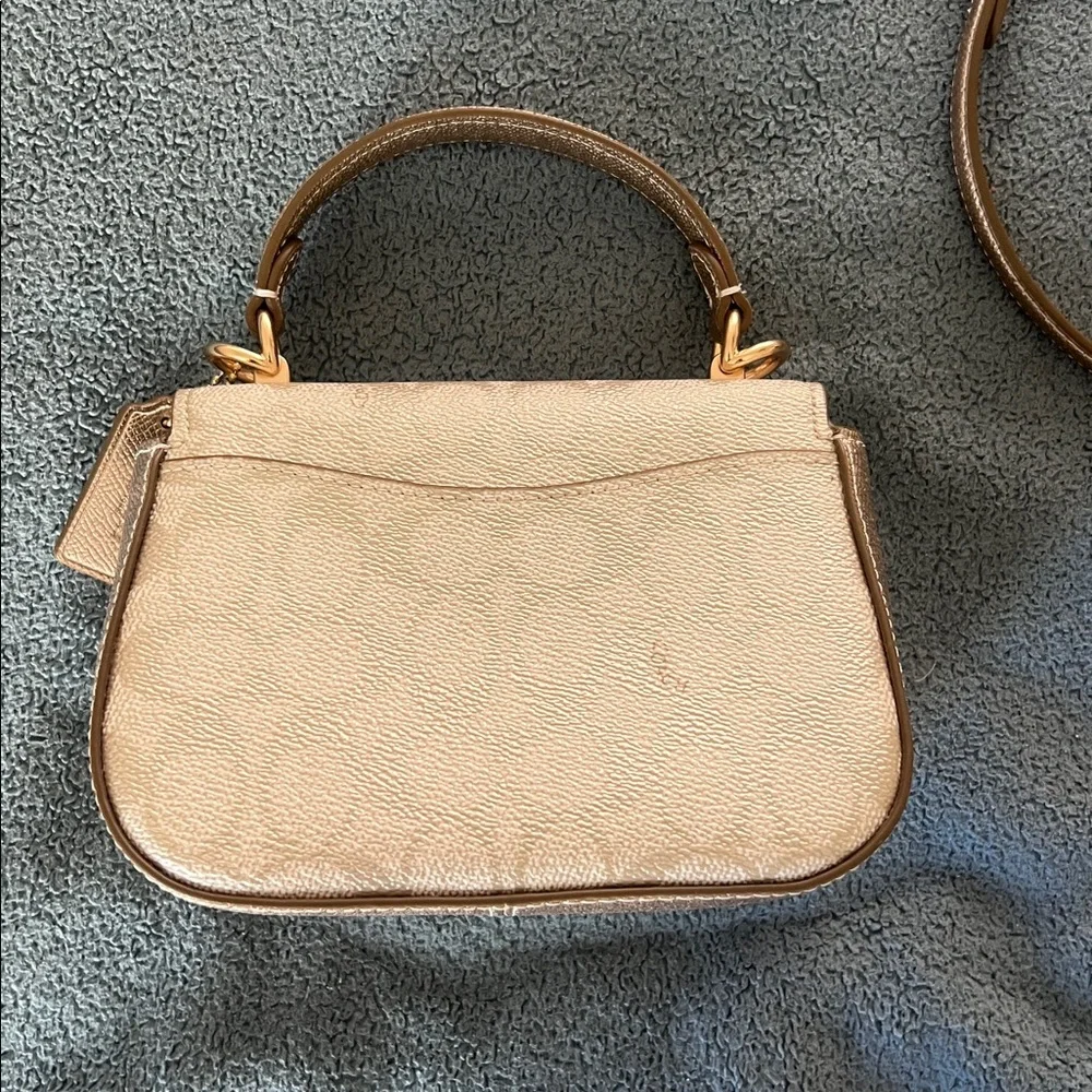 Coach Lysa Metallic Champagne Mini Top-Handle Crossbody - Picture 3 of 9